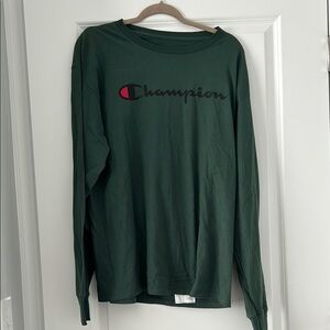 Champion Forest Green Logo Long Sleeve